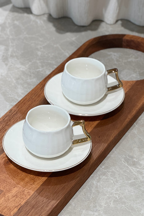 Porzellan Mokkatassenset Weiss/Gold 12 teilig für 6 Personen