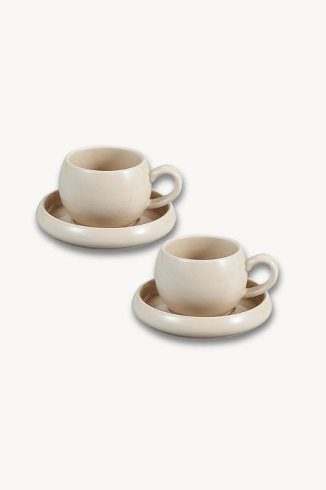 Bondy Beige Mokkatassenset 4 teilig für 2 Personen