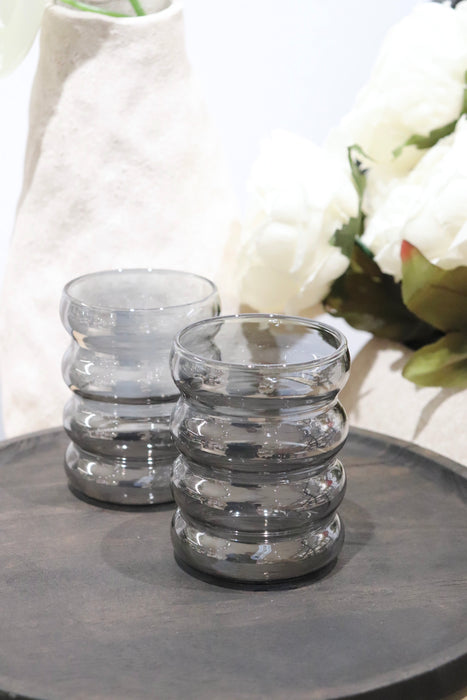 2-Stück Bubble Trinkglas Grau