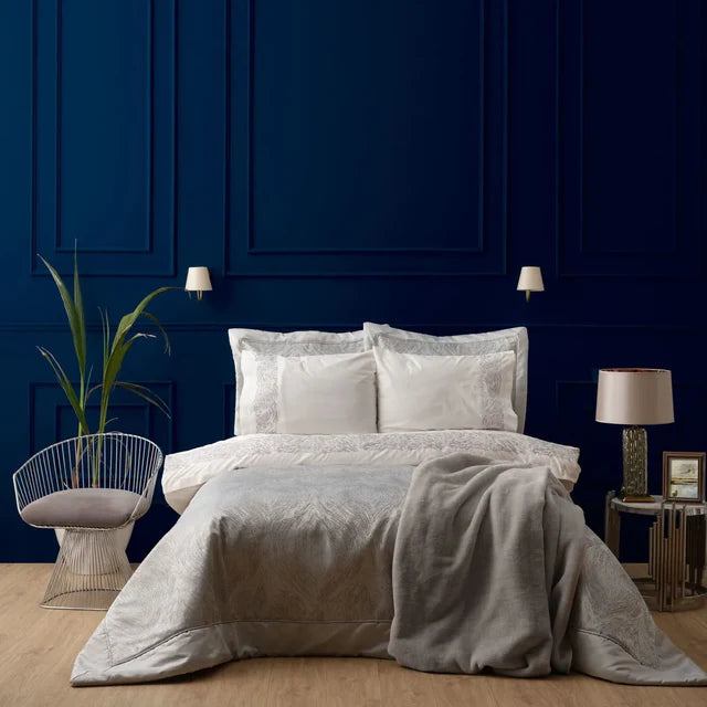 Karaca Home Lyra Silber Tagesdecke & Bettwäsche Set 8 teilig