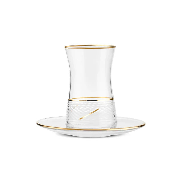 Karaca Wave Gold Teegläserset 12 teilig für 6 Personen