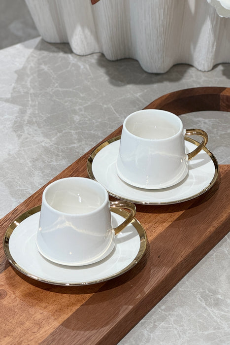 Porzellan Mokkatassenset Weiss/Gold 12 teilig für 6 Personen