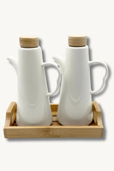 Pamira Öl- & Essigflasche Set mit Stand