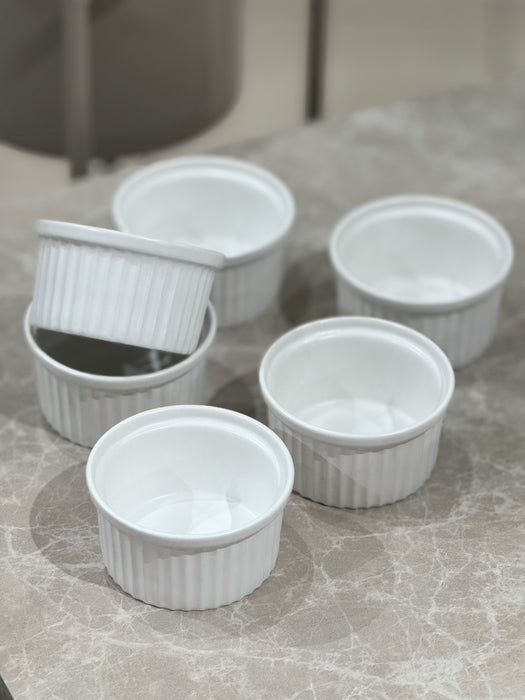 6 teilige Souffle Schalen / Muffinform Mattweiss