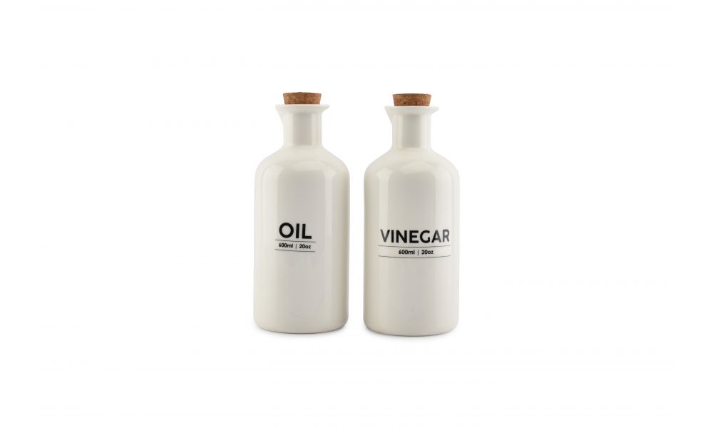 Öl- und Essigflasche set 60cl weiß Cucina