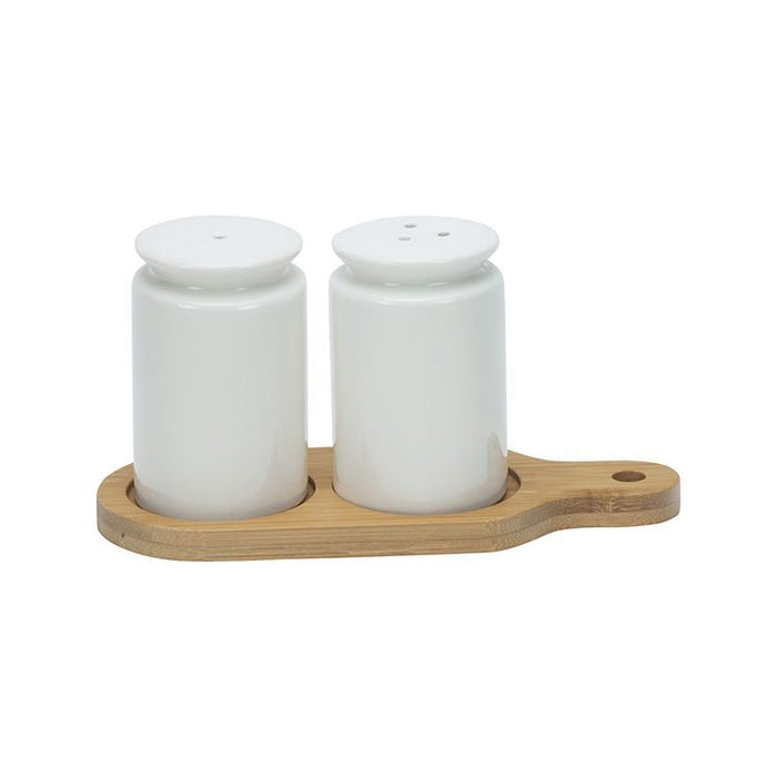Weiss Bambus Pfeffer- & Salzstreuer Set