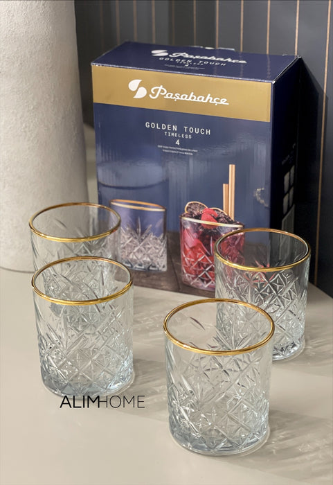 Pasabahce Timeless Golden Touch 4 teilig Trinkglas 345ml