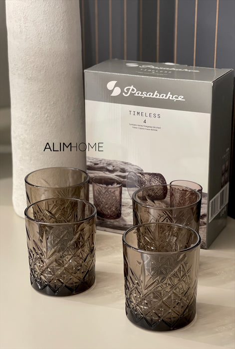 Pasabahce Timeless 4 teilig Trinkglas 345ml Grau