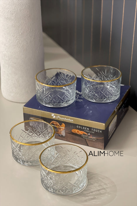 Pasabahce Timeless 4 teilig Snackschale 255ml Gold