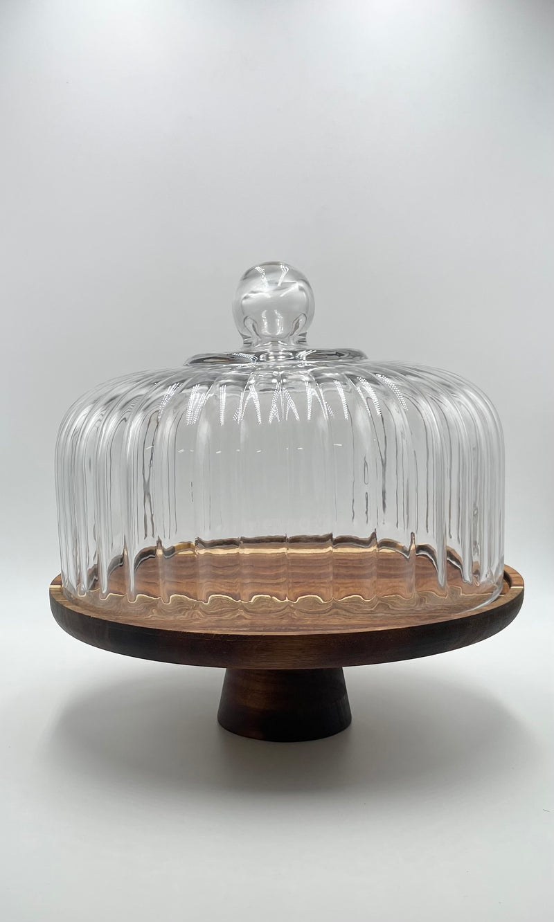 ACACIA Tortenplatte mit Glashaube 30cm