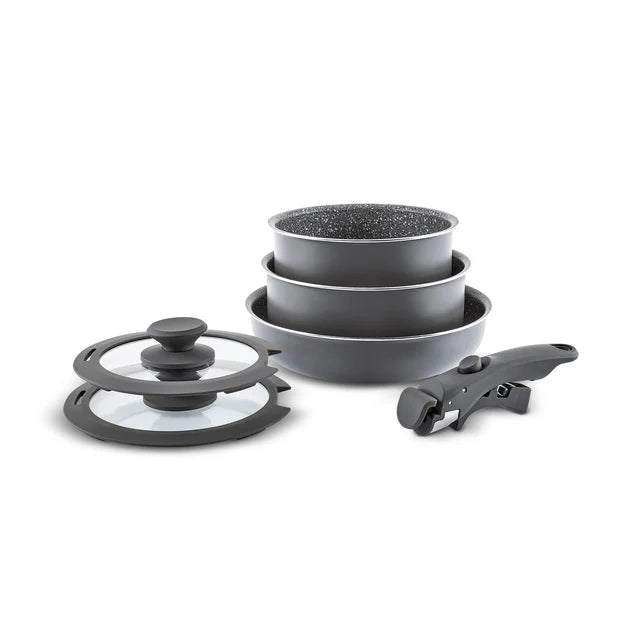 Karaca Comfort Grey 6-Teiliges Topfset mit abnehmbaren Griffen Induktionsgeeignet