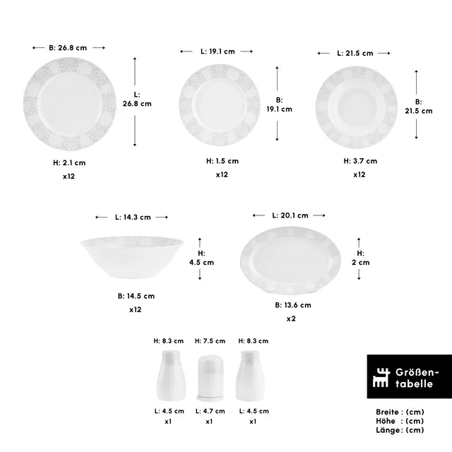 Karaca New Olio 53 teiliges Tafelservice für 12 Personen
