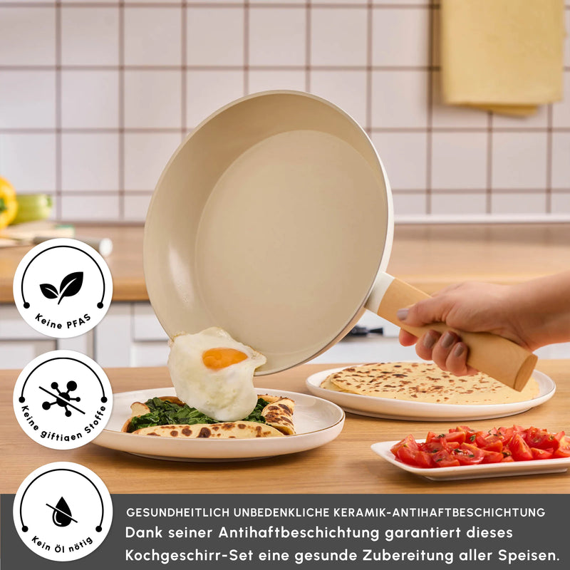 Karaca Swiss Crystal Almond Cream 7-Teiliges Topfset Induktionsgeeignet