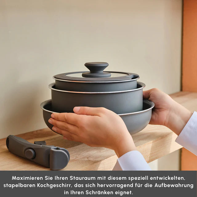 Karaca Comfort Grey 6-Teiliges Topfset mit abnehmbaren Griffen Induktionsgeeignet