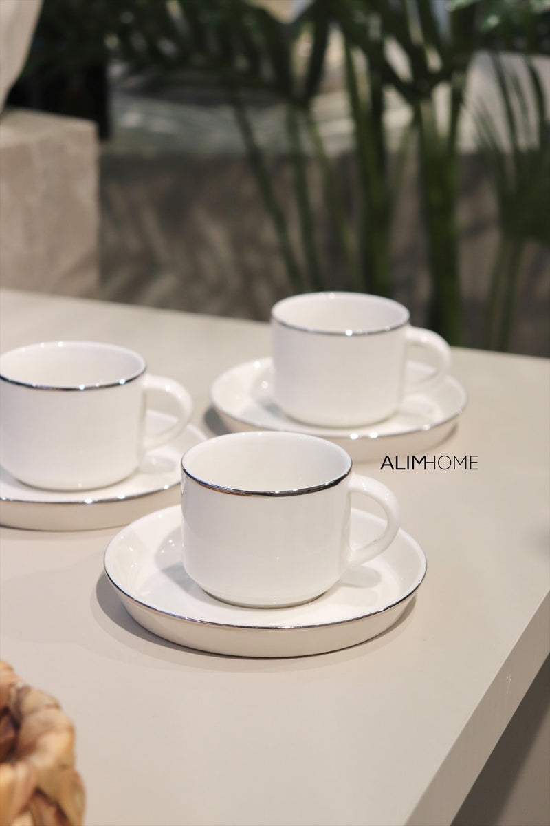 Lunel Silber Mokkatassenset 12 teilig für 6 Personen