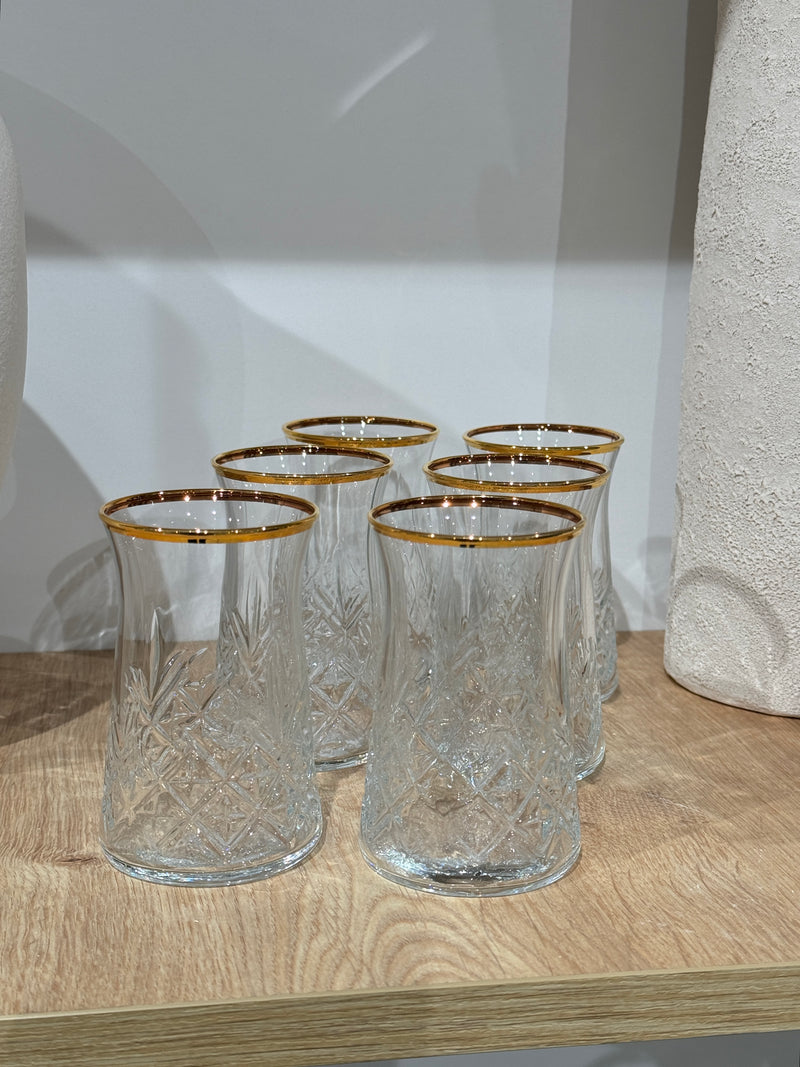 Pasabahce Timeless Teeglas 6 teilig mit goldfarbenem Rand