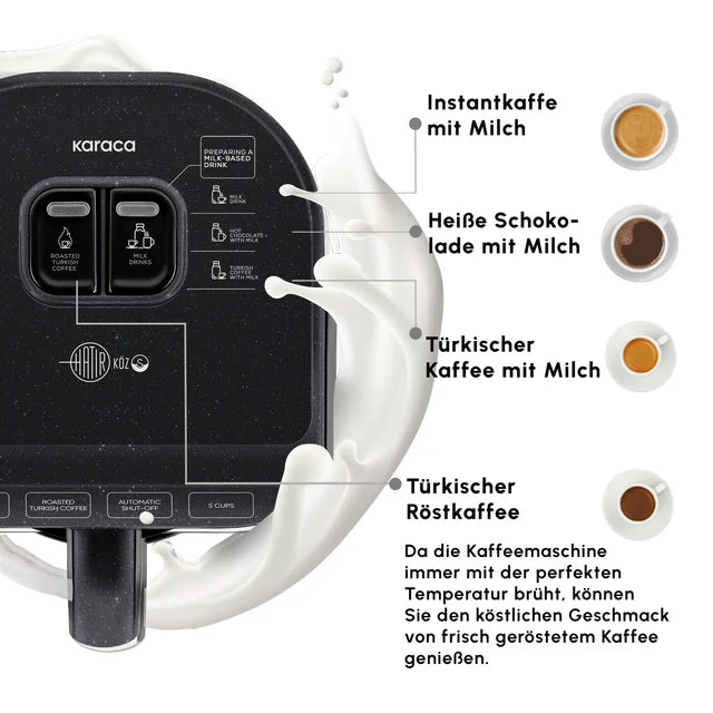 Karaca Hatir Koz Milky Elektrischer Mokkakocher Shiny Black