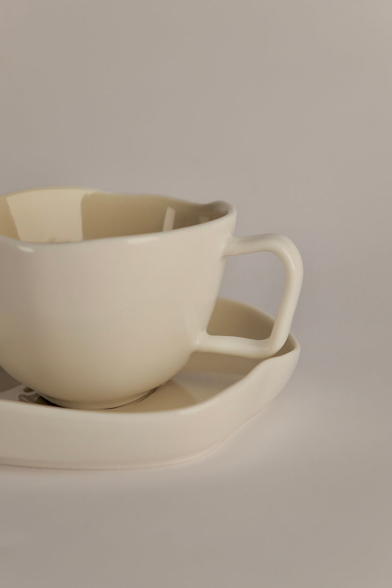 Bonnes White/Beige Mokkaset 12 teilig für 6 Personen