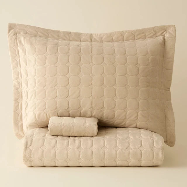 Karaca Alice Beige Tagesdecke Set 3 teilig 230x240cm