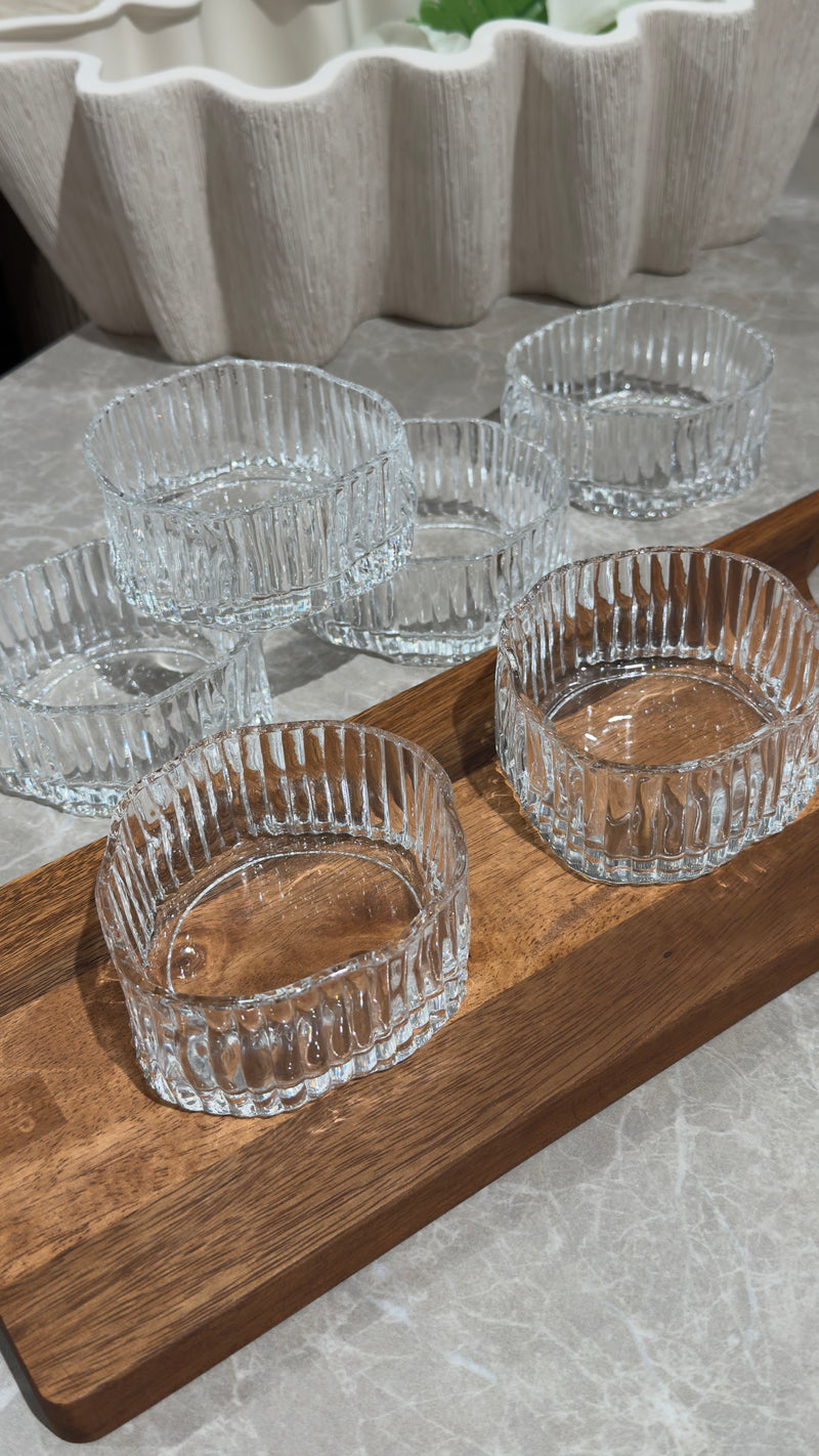 6er Glasschalen Set Wavy Ripple