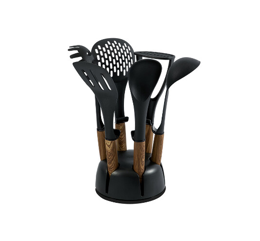 Maple Wood Küchenhelfer Set mit Stand 7 teilig