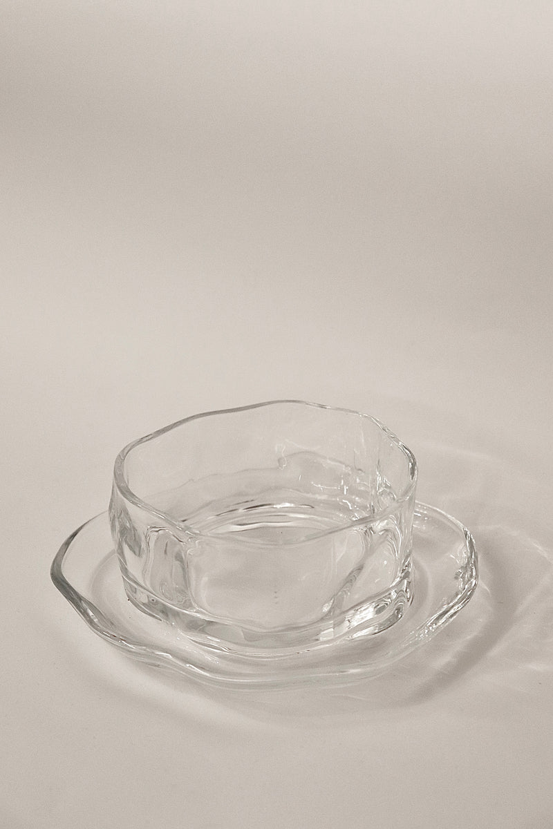 6er Glasschalen + Untersetzer Set Wavy Clear