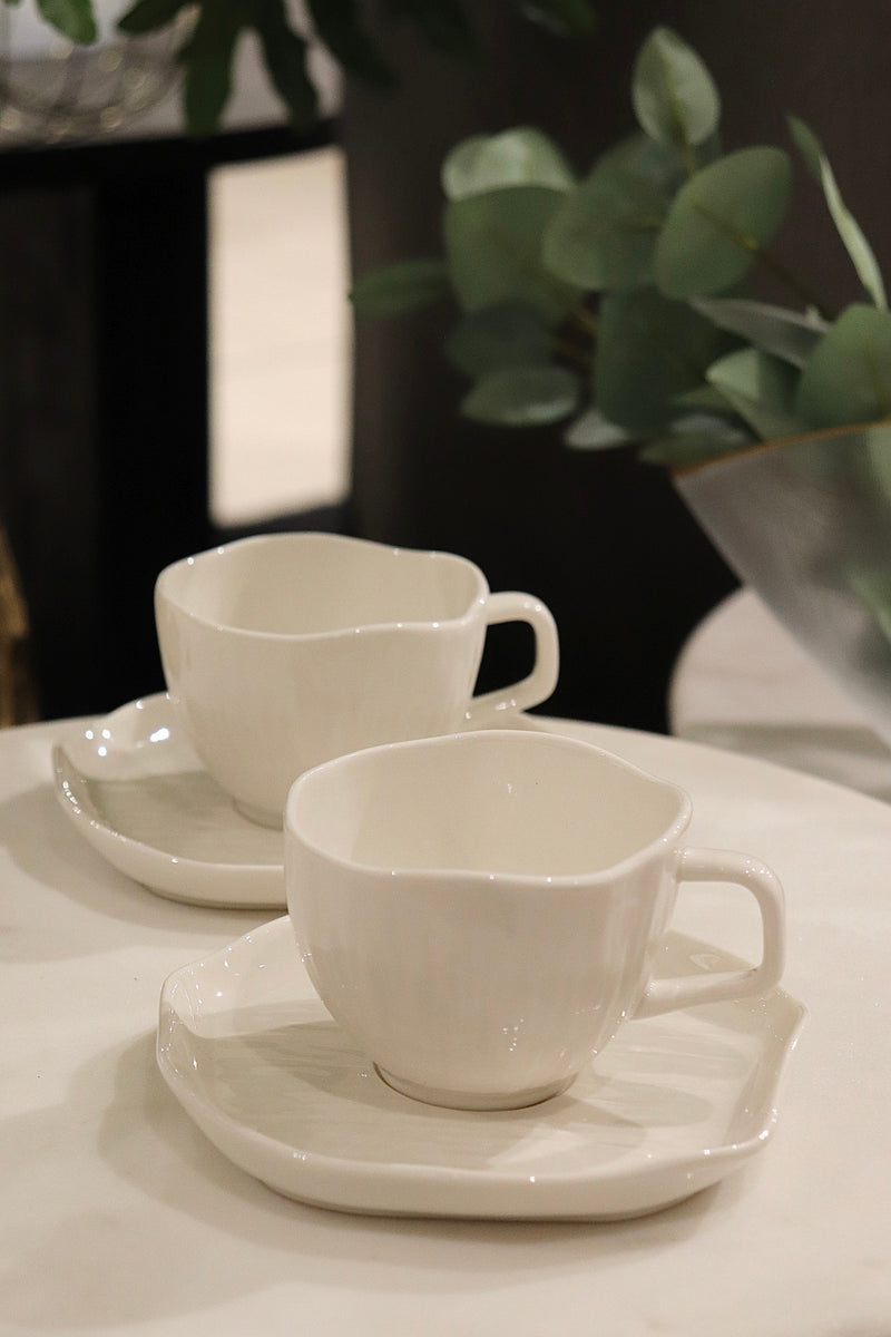 Cermico Weiss Kaffeetassenset 12 teilig für 6 Personen