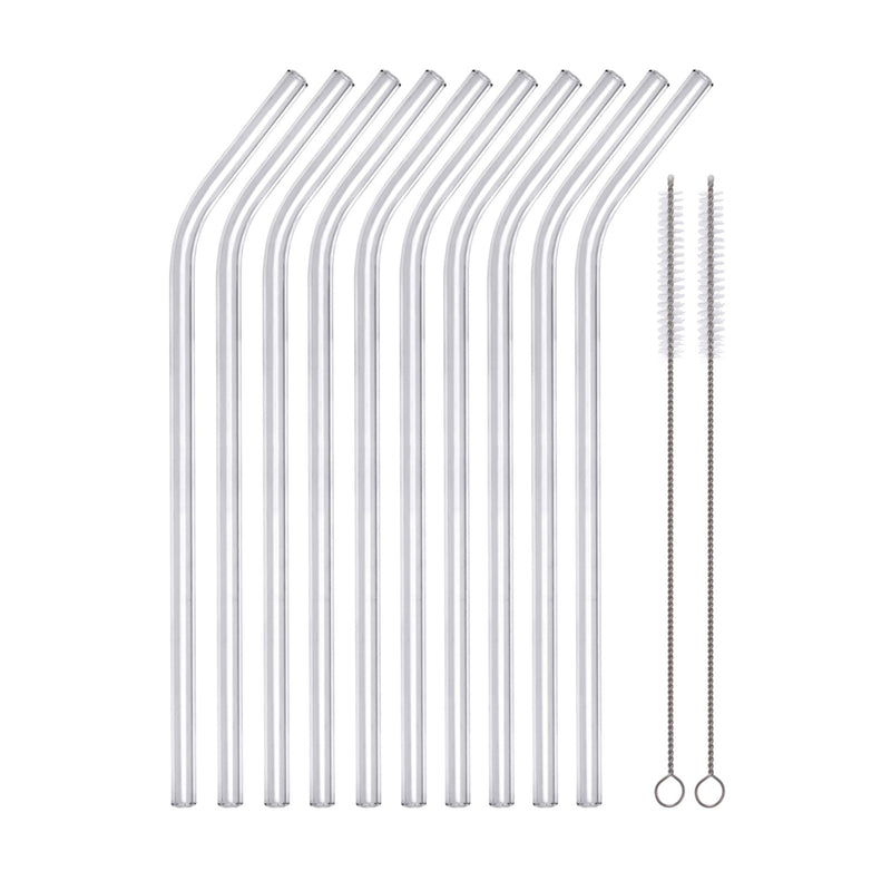 12 teilig Glas Trinkhalm Set