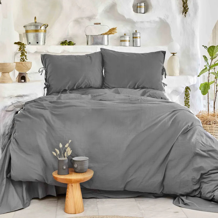 Karaca Home 4 Element Bettwäscheset 4 teilig für Doppelbett Anthrazit