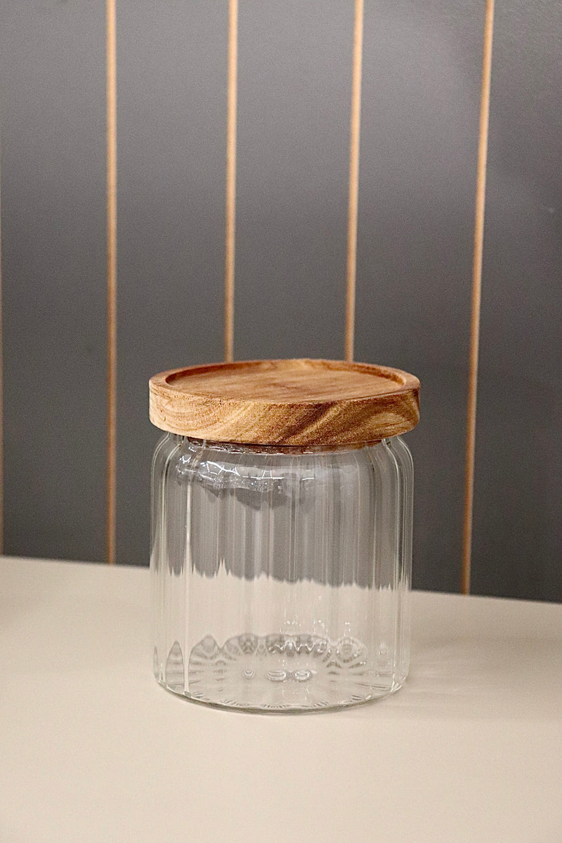 Glas Vorratsdose mit Akaziedeckel 480ml
