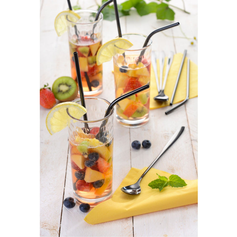 14 teilig Edelstahl Trinkhalm Set Schwarz