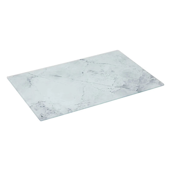 Glass cutting board 30x20cm white marble look