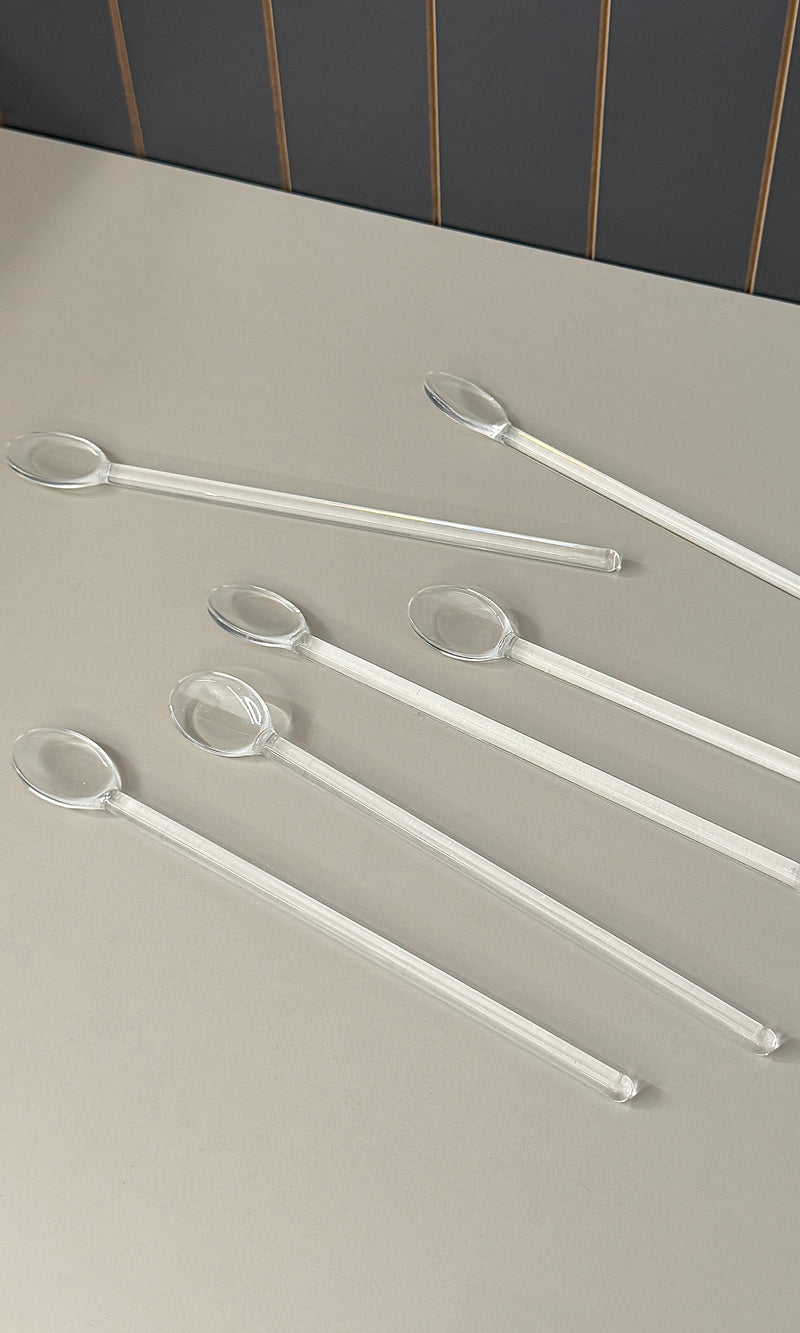 6 Stück Minimal Glas Longdrinklöffel 17,5cm