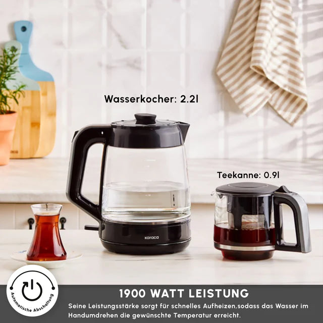 Karaca Glas Tea XL Teekocher Shiny Black