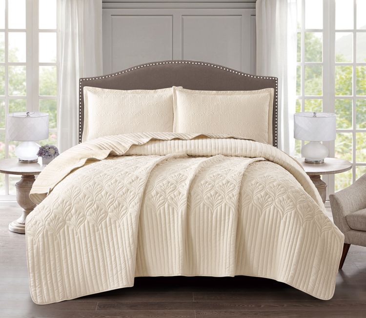 Nilufer Beige Tagesdecke Set 3 teilig 260x240cm