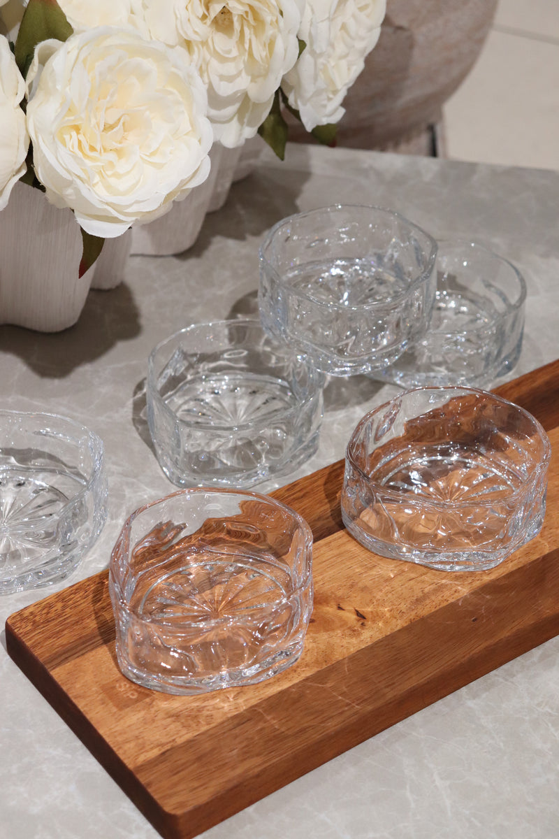 6er Glasschalen Set Wave Clear 9cm