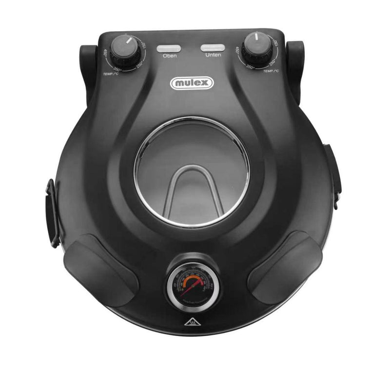 Mulex Steinbackofen Schwarz inkl. Pizzastein und Zubehör