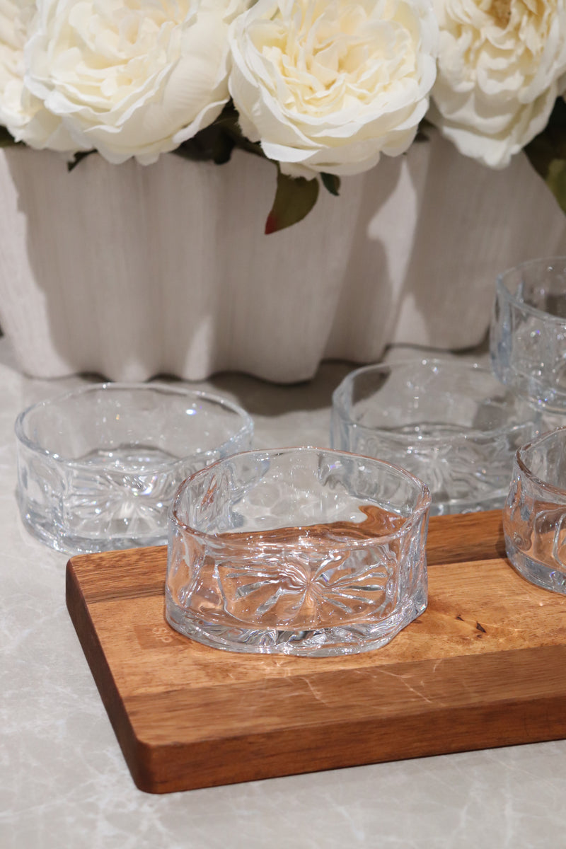 6er Glasschalen Set Wave Clear 9cm