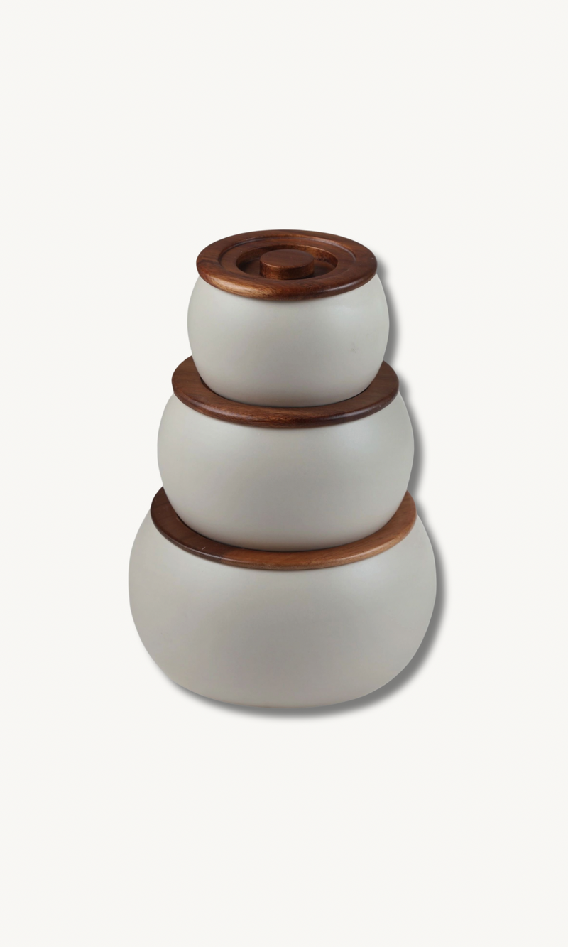 Terra Matt 3er Schüssel Set mit Deckel