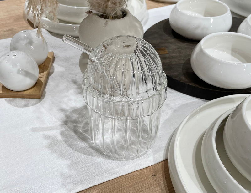 Dome Trinkglas mit Deckel und Glas Trinkhalm 570ml