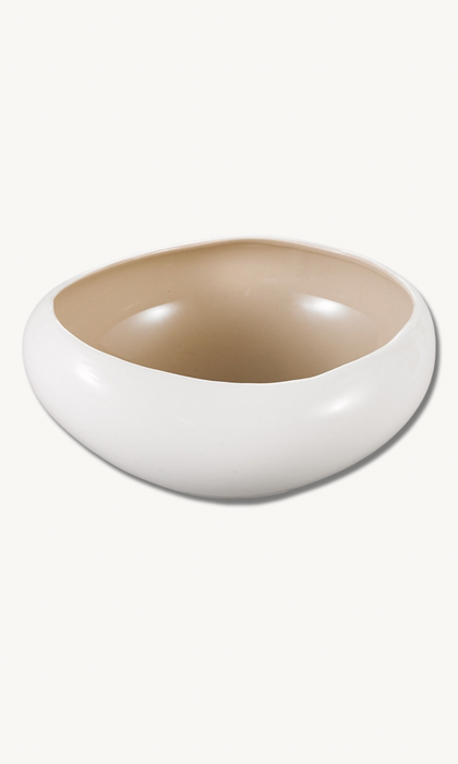 Barles Beige Porzellan Salatschüssel Weiss 23cm