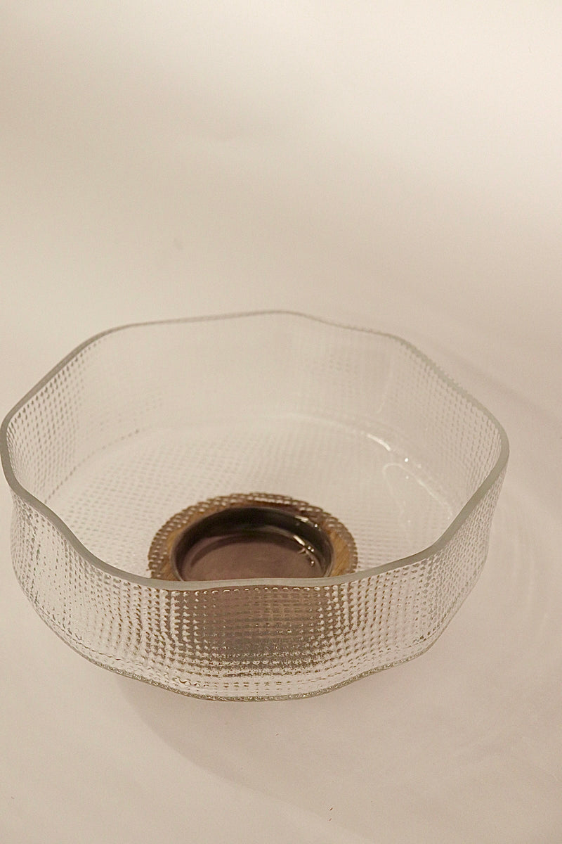 Glasschüssel auf Akaziefuß 20,5cm — Alim Home