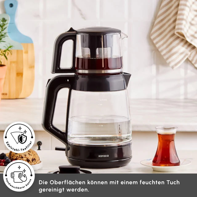 Karaca Glas Tea XL Teekocher Shiny Black