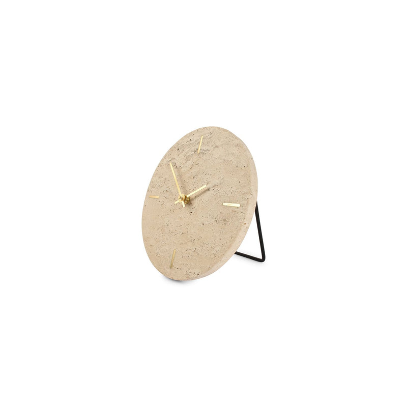 Tischuhr 20cm Travertin Beige