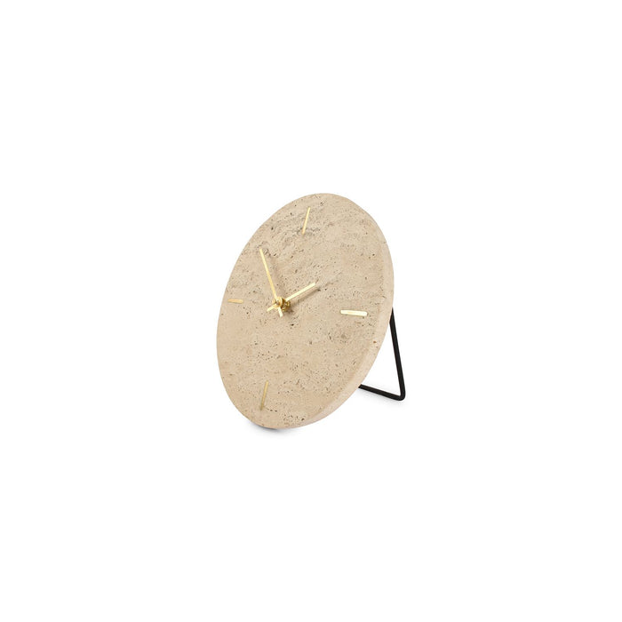Table clock 20cm Travertine Beige