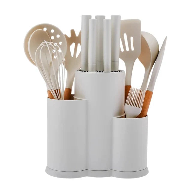 Karaca Burby Wood Messerset und Serviceset 14 teilig Creme