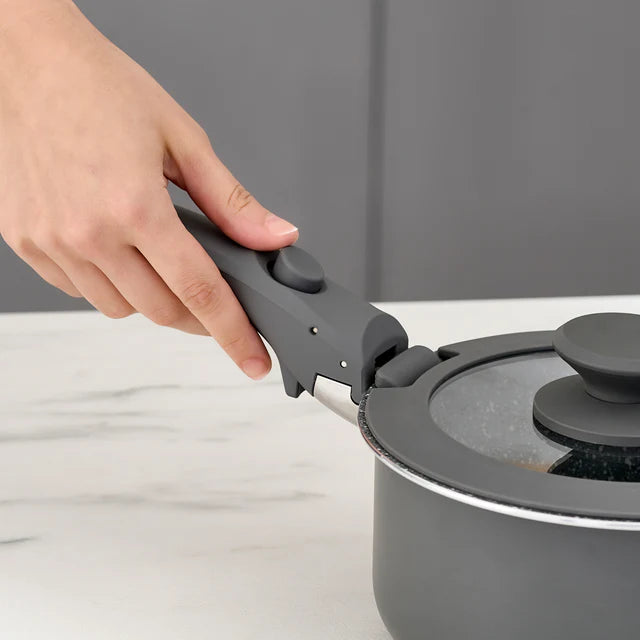 Karaca Comfort Grey 6-Teiliges Topfset mit abnehmbaren Griffen Induktionsgeeignet