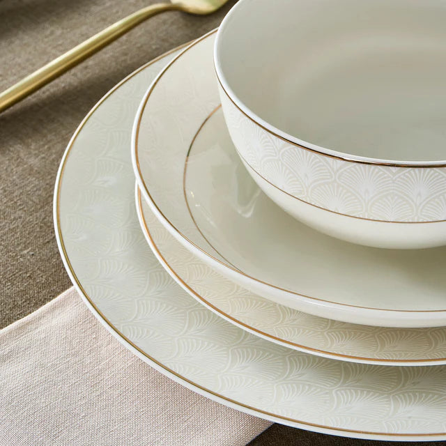 Karaca Elegance Bone Mandarin Gold 53 teiliges Tafelservice für 12 Personen