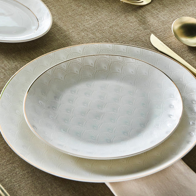 Karaca Elegance Bone Mandarin Gold 53 teiliges Tafelservice für 12 Personen