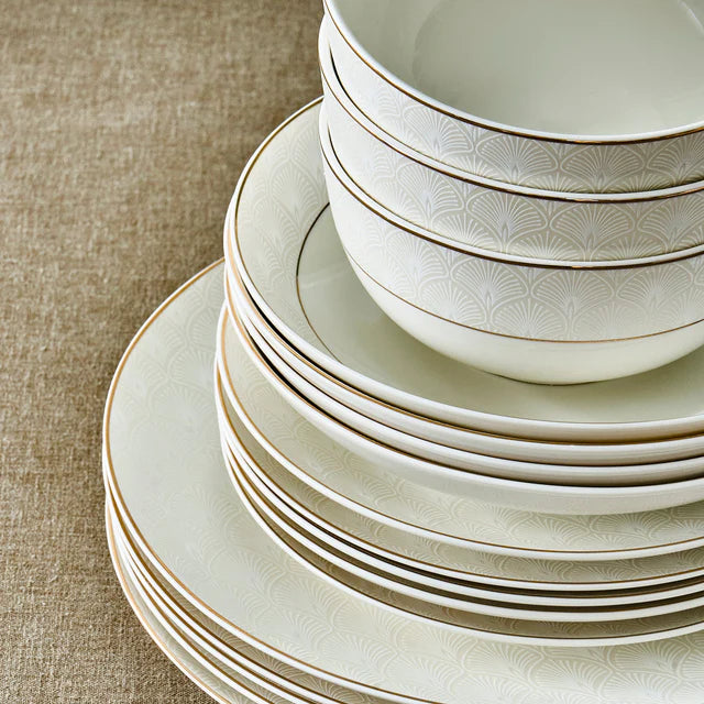 Karaca Elegance Bone Mandarin Gold 53 teiliges Tafelservice für 12 Personen